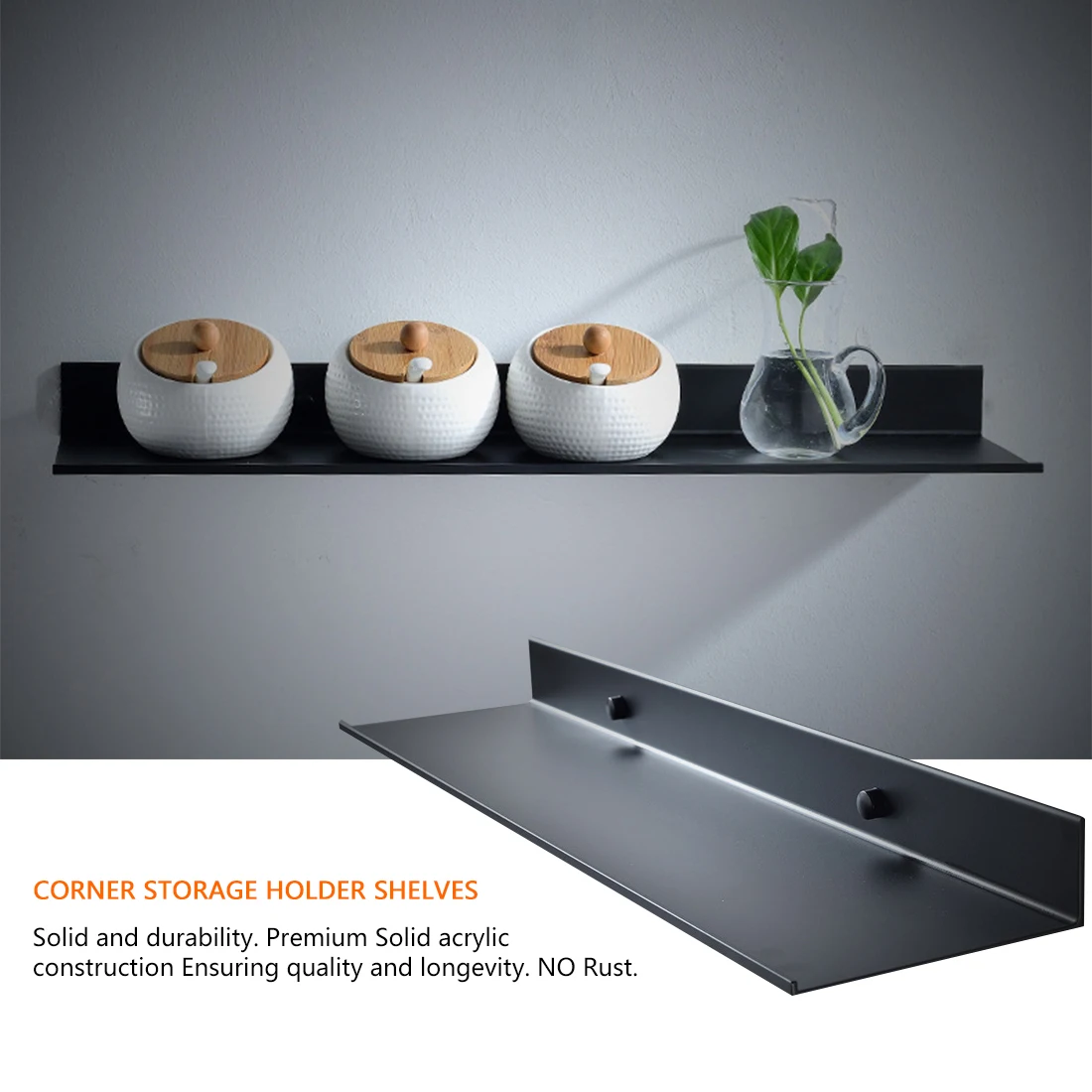 

Bathroom Accessories 30-50cm Modern Matt Black Kitchen Shelves Kitchen Wall Shelf Shower Bath Storage Rack Space Aluminum NEW