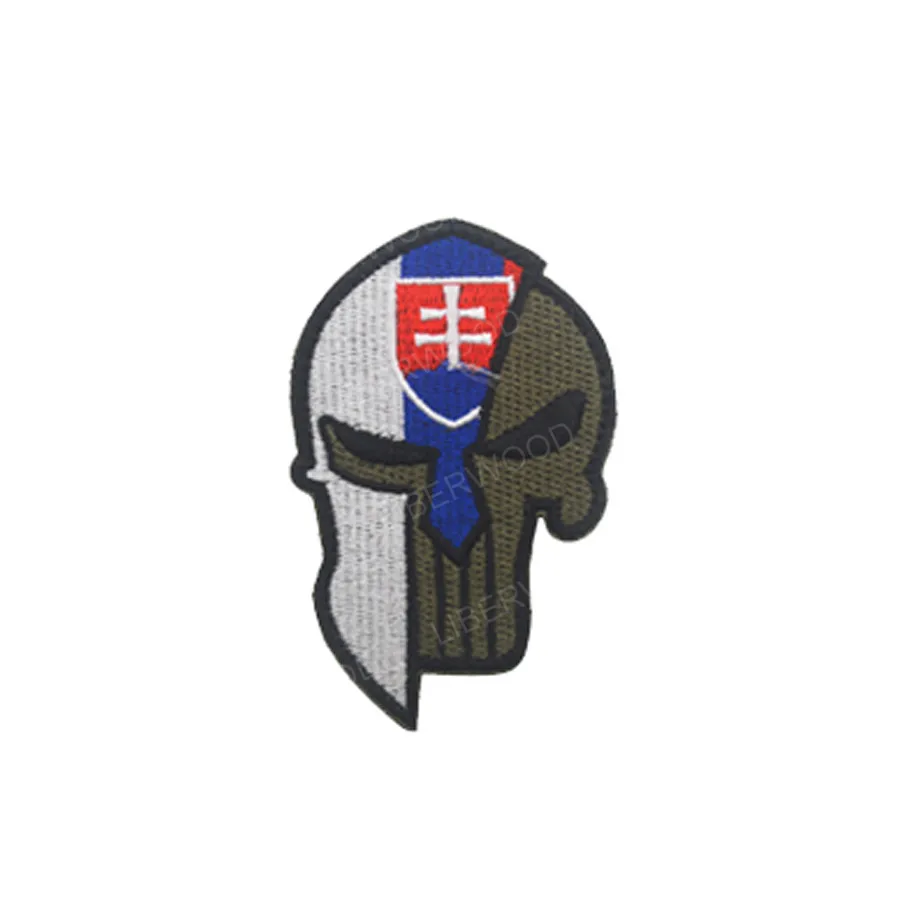 Slovakia Spartan Каратель Спартанский череп шлем Россия Американский Израиль Канада Испанский Великобритания Чешский Немецкий флаг патч тактический боевой дух нашивки значки - Цвет: Slovakia Spartan