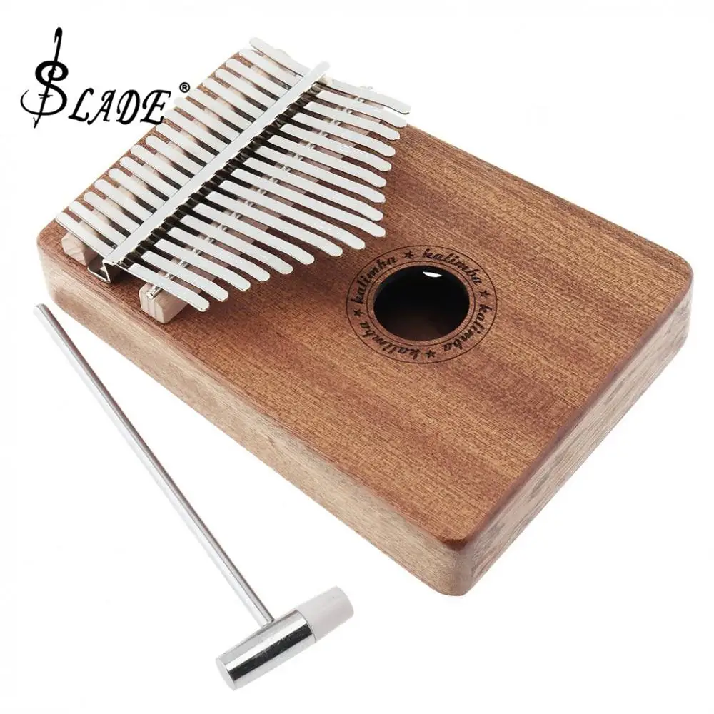 

Mini 17 Key Kalimba Single Board Sapele Thumb Piano Mbira Keyboard Instrument with Tuning Hammer