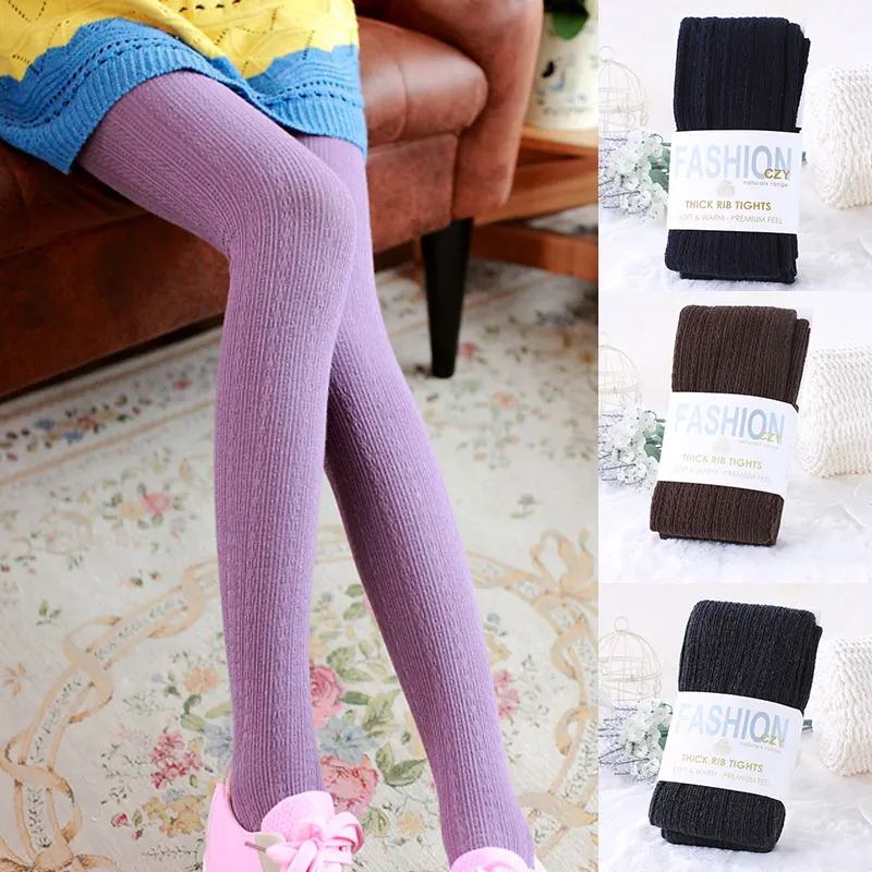 

Autumn Winter Pantyhose Cotton Knitted Stockings Candy Color Women Warm Twist Striped Women Tights 2 Designs Footless Tights