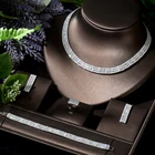 HIBRIDE, блестящее колье, дизайн, Африканский CZ набор украшений для женщин, Свадебная вечеринка, циркон, кристалл, индийский ожерелье, серьги, набор, N-426