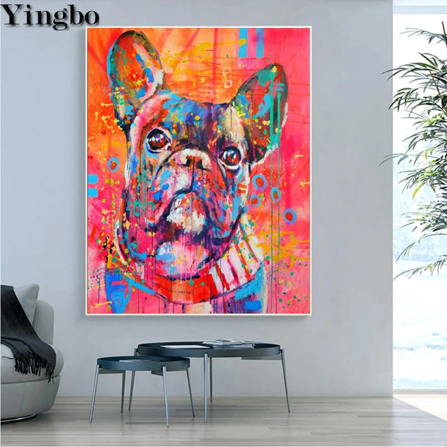 Мозаика в виде французского бульдога с животными|Алмазная мозаика и вышивка| |