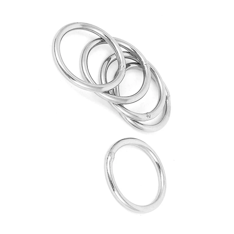 

30mm x 3mm Stainless Steel Webbing Strapping Welded O Rings 5 Pcs
