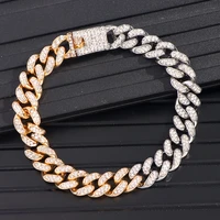 13mm asymmetry cuban link chain rhinestone anklets for women bling gold silver color crystal ankle bracelet punk foot jewelry