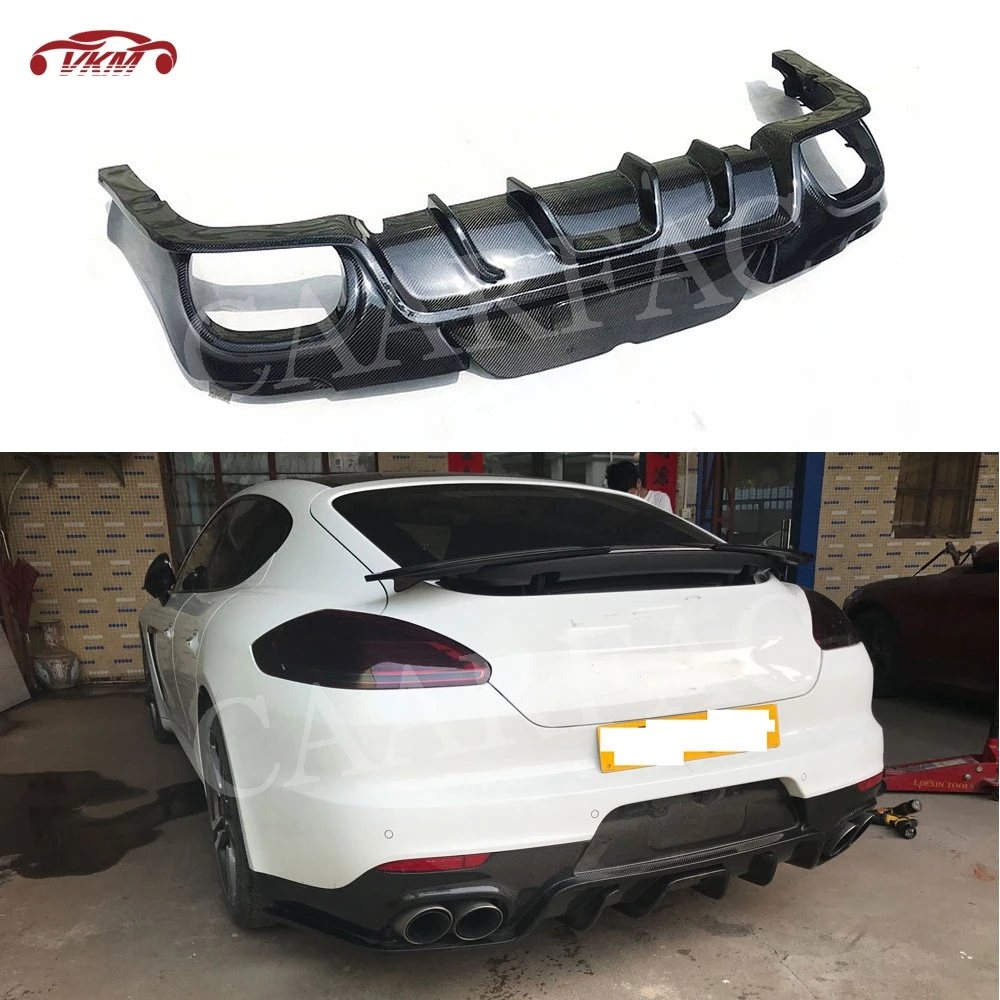 

For Panamera Carbon Fiber Rear Bumper Lip Diffuser Spoiler For Porsche Panamera 970 GTS Turbo S 2014-2017