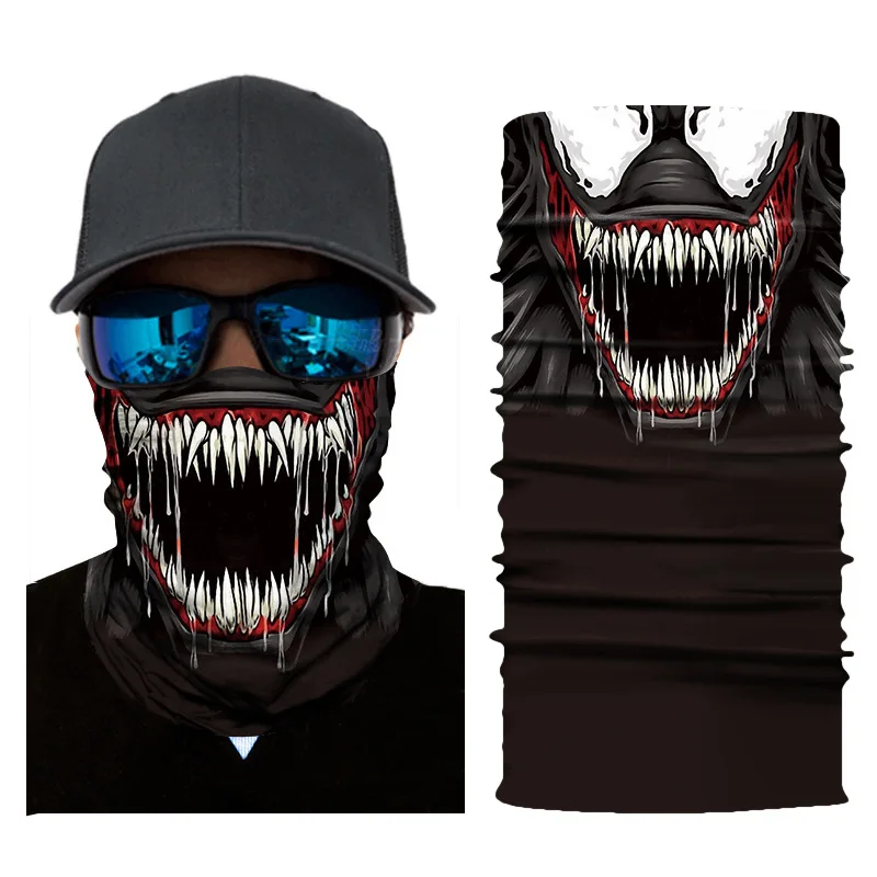 

3D Venom Skull Bandana Motorcycle Face Mask Motorbike Headwear Magic Scarf Cycling Neck Shield Mask Cycling Bandanas Headband