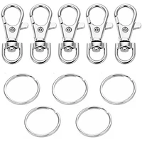 10pcs premium swivel lanyard snap hook with key chain rings metal lobster claw clasps for crafting jewelry finding