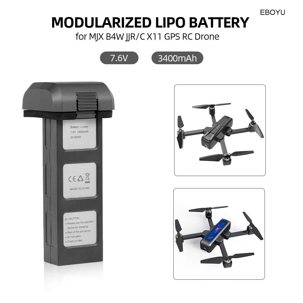 Модульный аккумулятор EBOYU 7 6 В 3400 мАч Lipo для дрона MJX Bugs 4 Вт B4W D88 EX3 JJR/C X11 RC Wi-Fi FPV