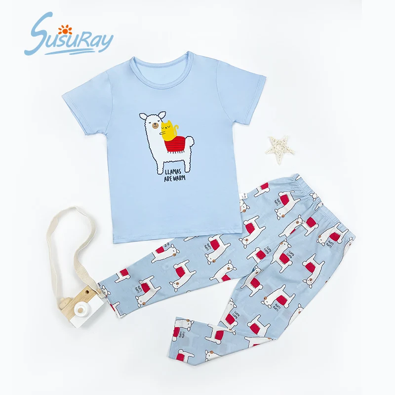 

Cartoon Llama Printing Boy Pyjamas Children Pajamas Baby Outfits Cotton Clothes Kids SleepWear Nightwear Pijamas Sets 1-10 Years