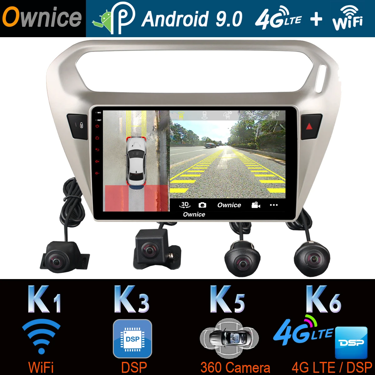 1din 360 ° панорамная 4 ×камера Android 9.0 4G + 64G GPS радио SPDIF DSP CarPlay Автомобильный плеер для