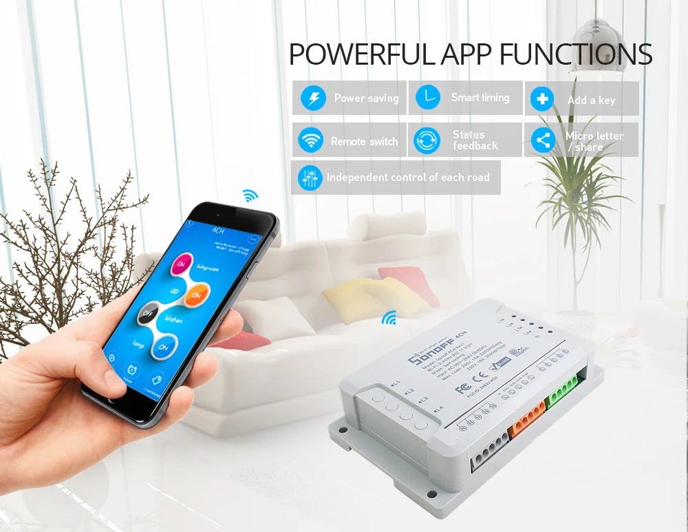 Sonoff 4CH R2 беспроводной многоканальный wifi переключатель независимый пульт дистанционного управления умный дом автоматизация модуль управления Лер 220 В