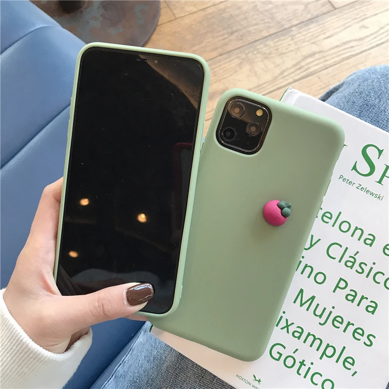 Милый 3D фруктовый простой конфетный мягкий силиконовый чехол для iPhone 11 Pro X XR Xs Max 6