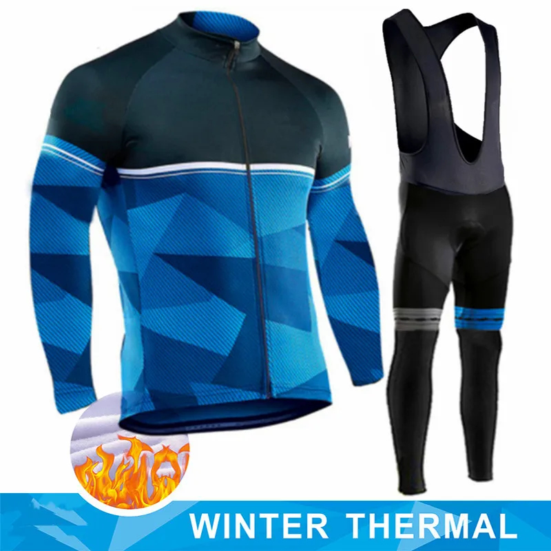 

2022 New Winter Thermal Fleece Cycling Clothes Men's Jersey Suit Outdoor Riding Bike MTB Clothing Bib Pants Set Ropa Ciclismo