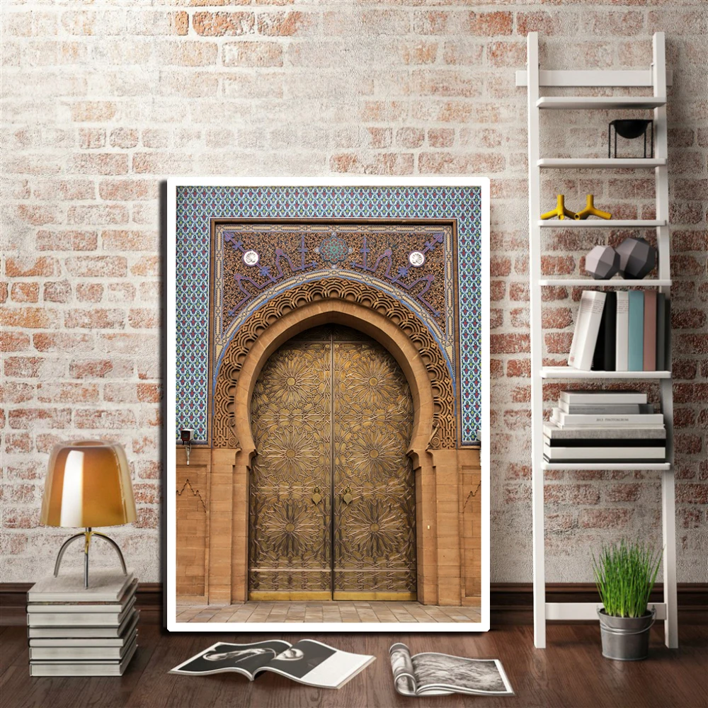 Современная 3D Картина на холсте с обзором двери в марокканском стиле Настенная