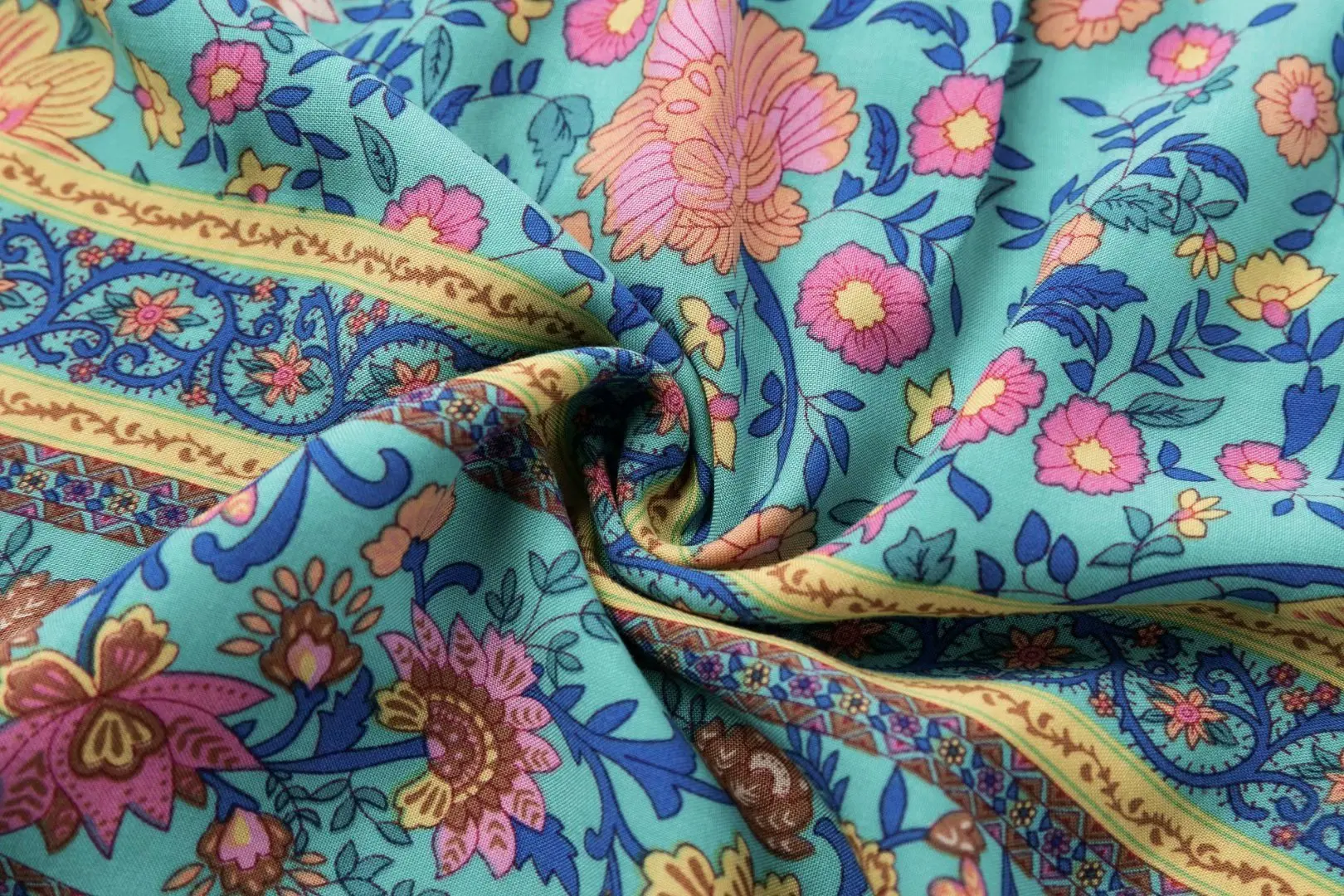 

Boho Chic Cotton Maxi Skirt Casual Elastic Waist Green Floral Print Mujer Saia Bohemian Falda Beach Skirts