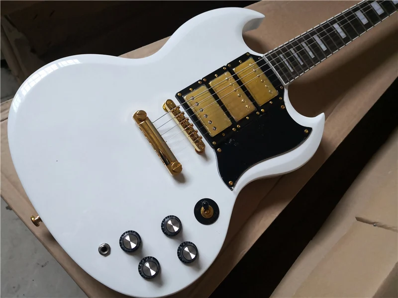 

Factory custom shop Newest three pickups White tobacco tiger gray sg-400 electric guitar in stock62