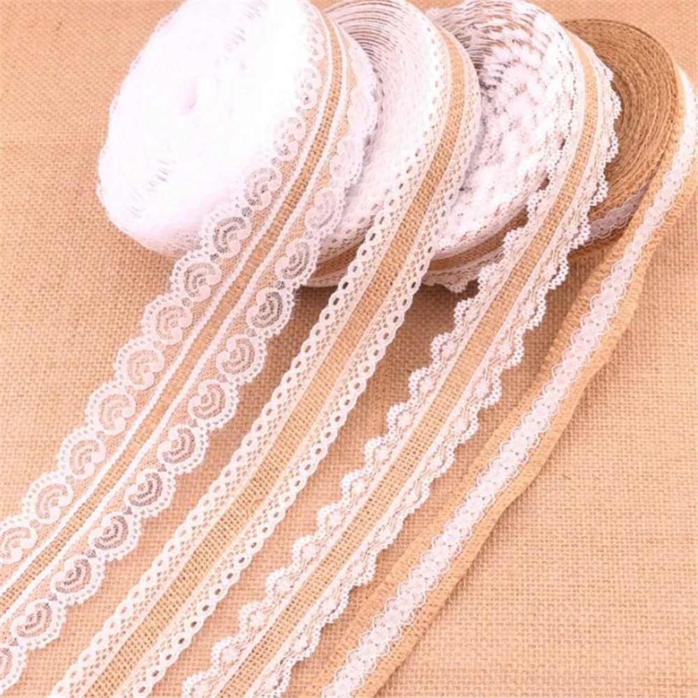 1 м кружевная льняная рулон ручной работы элегантная белая коричневая лента для