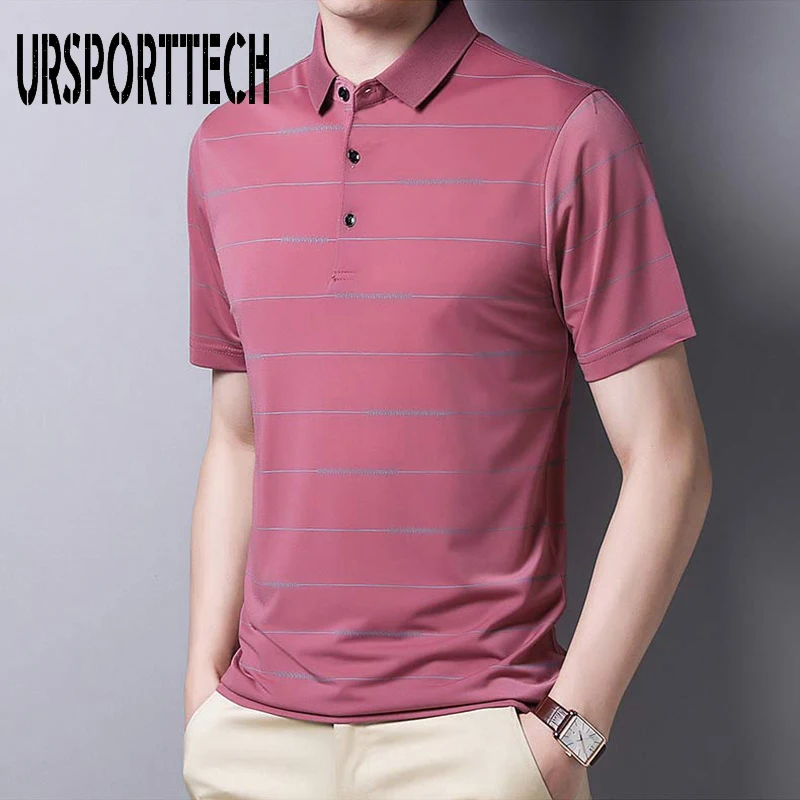 2021 New Summer Men Polo Shirt Mens Short Sleeve Striped Polo Shirts Plus Size Camisa Polos Shirt Men Office Casual Tshirt Tops
