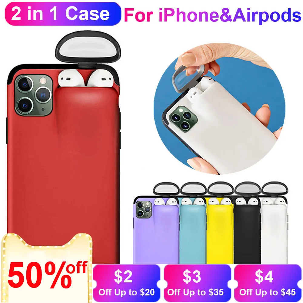 Для iPhone 11 Pro Max чехол Xs Xr X 8 7 Plus для AirPods Держатель Жесткий Чехол Гибридный
