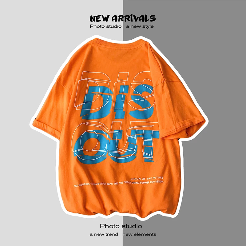 

Футболка женская с круглым вырезом, свободная парная рубашка из хлопка и полиэстера, с буквенным принтом, с коротким рукавом, лето EF50TS