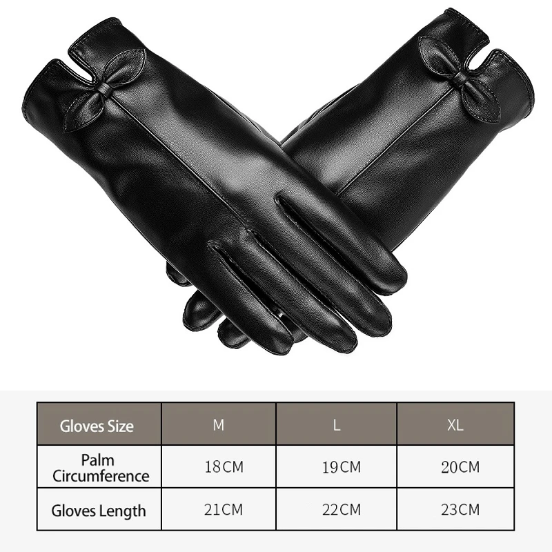 

BISON DENIM PU Leather Women's Gloves Winter Warm Thicken Fluff Woman Soft for Ladies Girl Hand High Quality Gloves S021