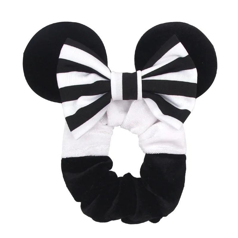 Diadema navide&ntilde;a con orejas de Minnie Mouse, banda para el pelo de cerdo de terciopelo grueso, banda el&aacute;stica de terciopelo, accesorios para el cabello-3