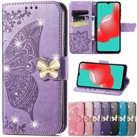 butterfly flower point rhinestone wallet leather case samsung a02 a02s a03s a11 a12 a21s a32 a41 a50 a51 a52 a70 a71 a72 a82 m32