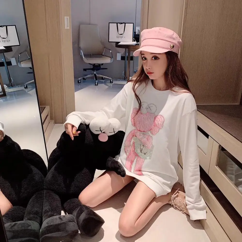 2019 Осенняя Женская Новая розовая Алмазная кукла кукольный свитер|Женские