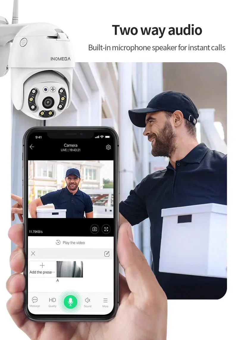 INQMEGA TUYA SMART 3MP PTZ камера IP66 Wifi IR Двусторонняя аудио Беспроводная HD безопасности
