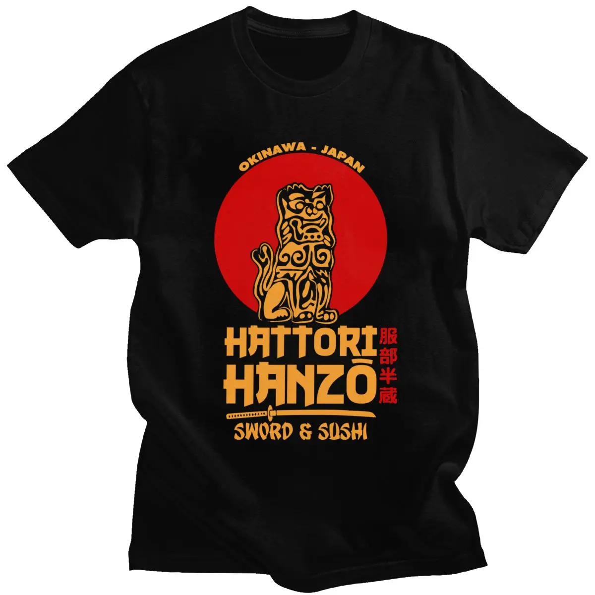 

Stylish Men's Japanese Hattori Hanzo T Shirt Short Sleeves Fashion Cotton Kill Bill T-shirt Samurai Sword and Sushi Tee Top Gift