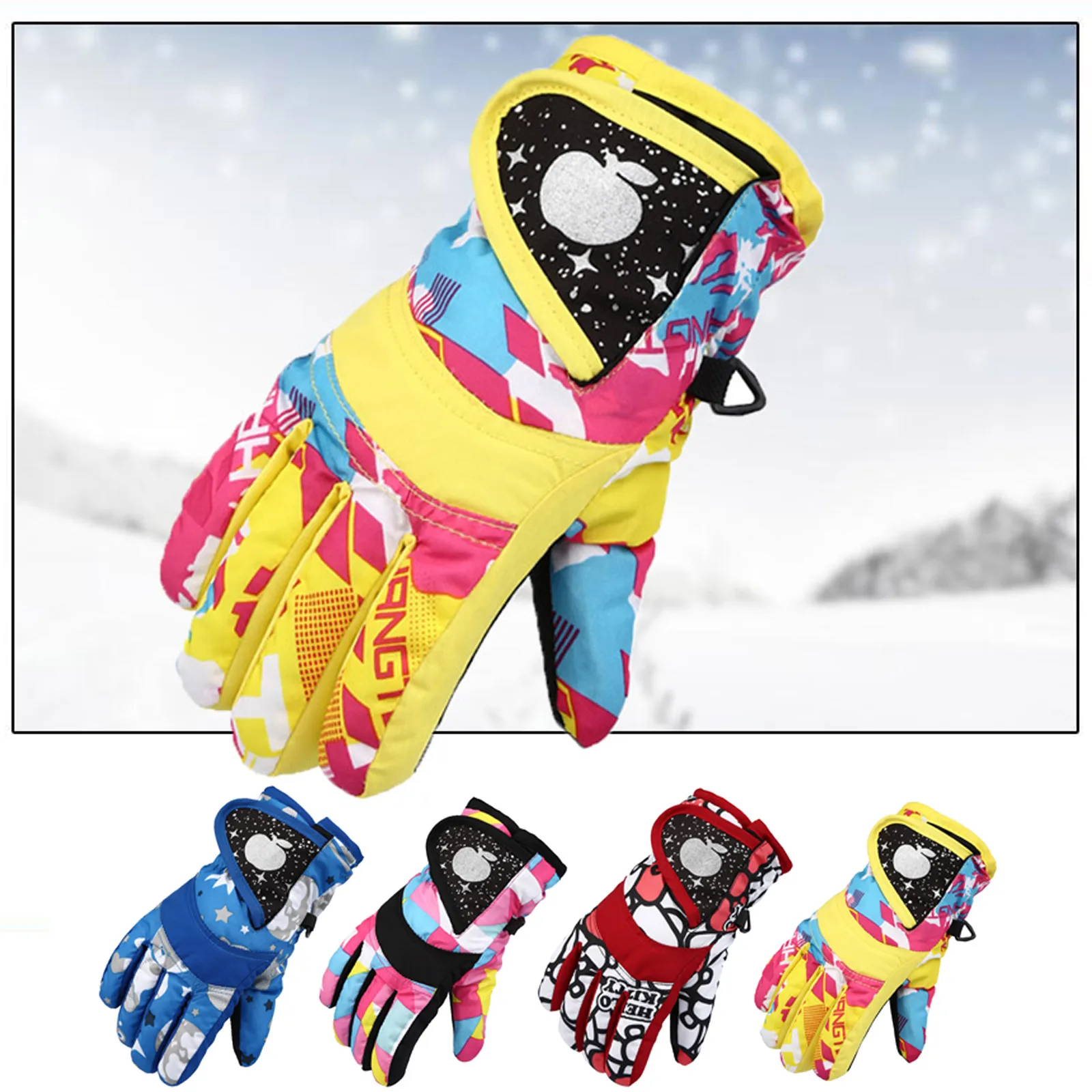 

Boys Girls Windproof Snow Outdoor Sports Skiing Autumn And Winter Full Finger Keep Warm Gloves Child Gift Handschoenen Kind