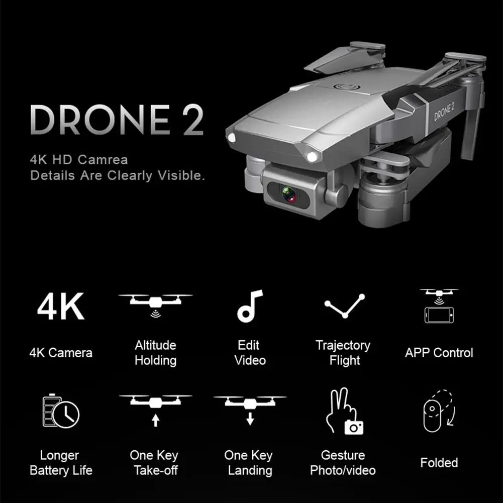 Квадрокоптер E68 складной с широкоугольной камерой 4K 720P 1080P Wi-Fi FPV | Игрушки и хобби