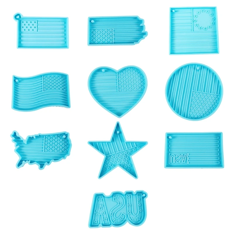 10 видов стилей День Независимости брелок для ключей «флаг» эпоксидная смола, форма брелок серьги силиконовая форма «сделай сам» ремесла ли...