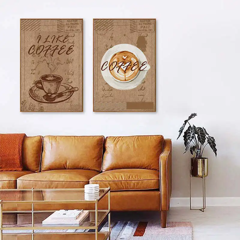 Скандинавский винтажный настенный художественный постер абстрактный кофейный
