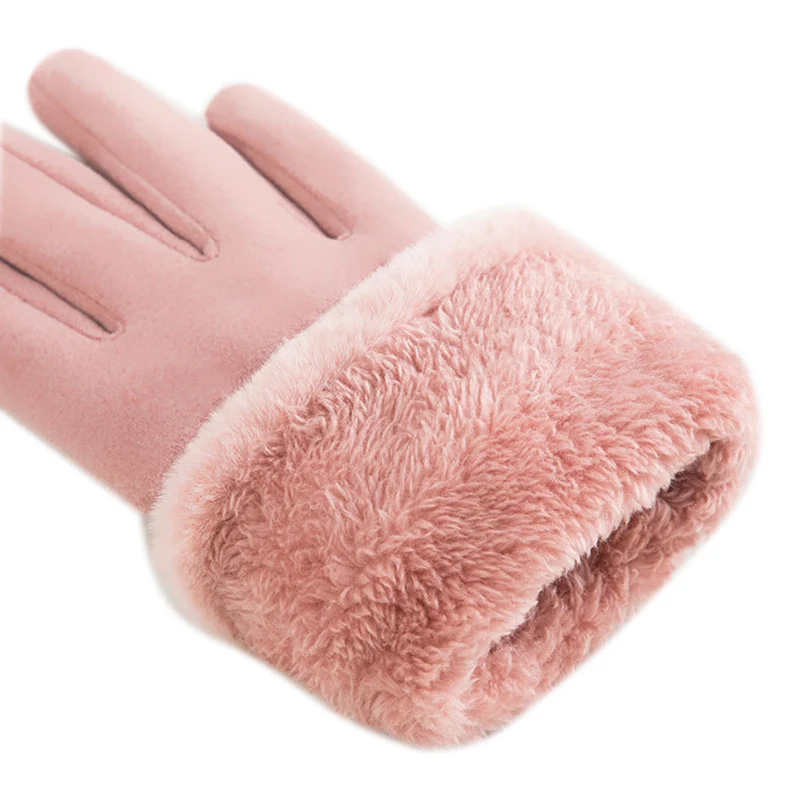 Женские замшевые кожаные перчатки теплые меховые для вождения сенсорные зимы |