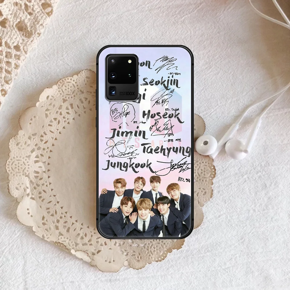 

Bangtan Boys kpop Phone Case Cover Hull For Samsung Galaxy S 7 8 9 10 e 20 FE edge uitra plus Note 9 10 20 black Etui Pretty