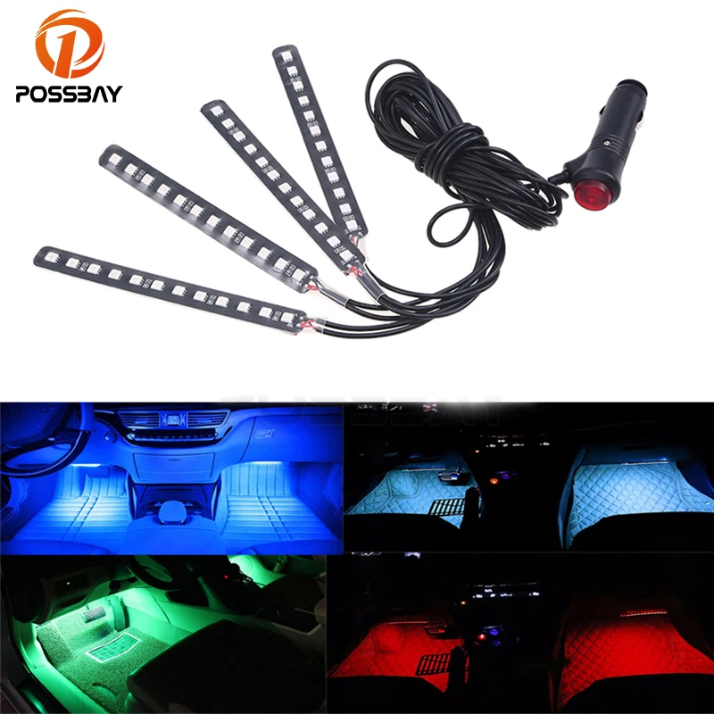 POSSBAY 4 в 1 внутренний Footwell декоративный светящийся неоновый атмосферсветильник