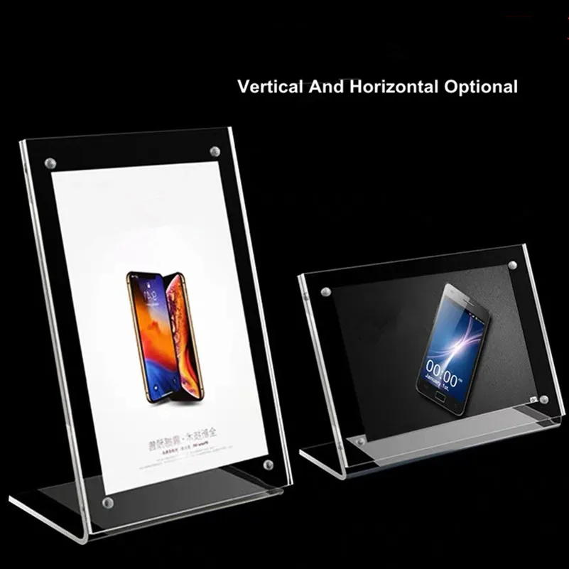 Black And Transparent A6 L-slanted Magnetic Acrylic Menu Sign Display Holder Stand Table Plastic Price Label Poster Paper | Канцтовары