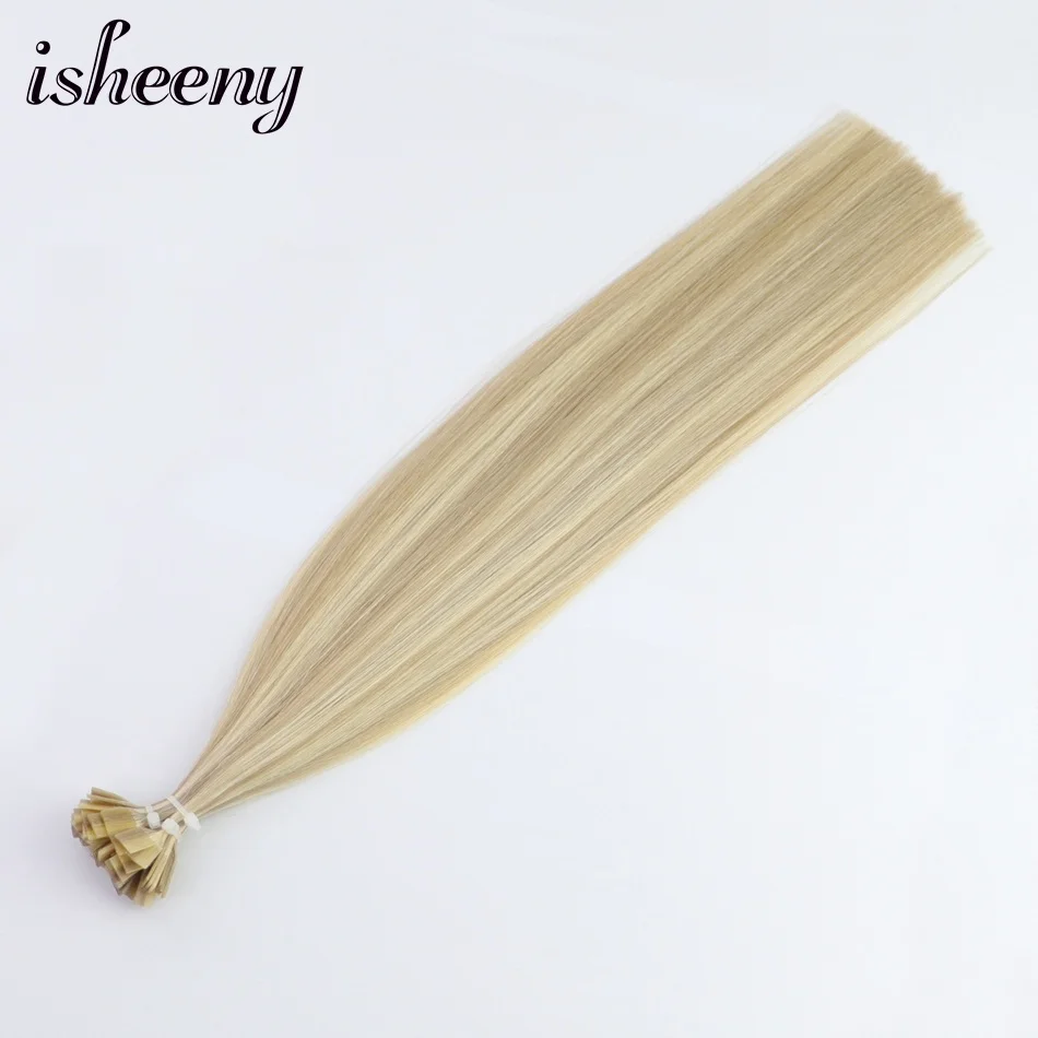 Isheeny Fusion Tip человеческие волосы для наращивания 14 "бархатные Remy плоские