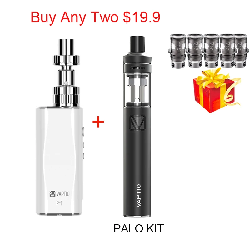 P1 and PALO KIT Электронная сигарета испаритель ручка 2100 мАч Vaptio P1/PALO комплект с 50 Вт встроенный аккумулятор 2,0 мл распылитель подходит 510 резервуар с резьбой - Цвет: P1 and PALO KIT