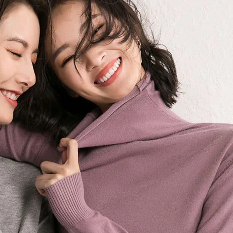 

Sweater women's autumn/winter 2020 new women's slim slim high-necked pile collar all-match knitted bottoming shirt women