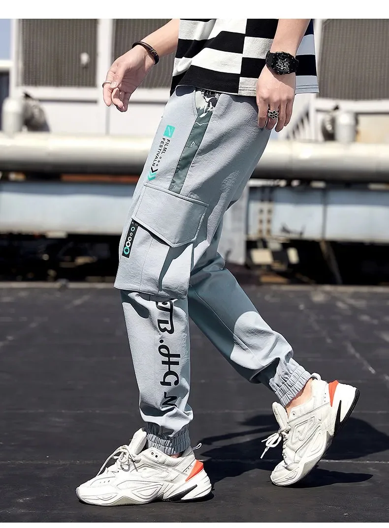 

Брюки-карго мужские черные в стиле хип-хоп, хлопковые джоггеры, модные спортивные штаны, повседневные брюки-султанки, весна-осень 2022