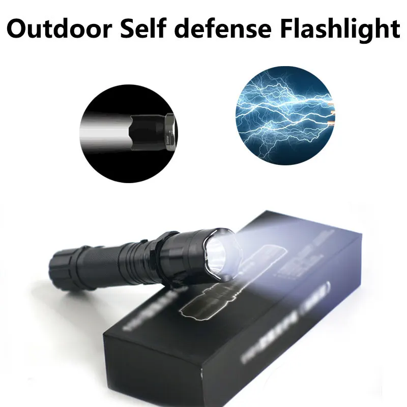 

EDC Portable Strong LED Flashlight Security Guard Self-defense Mace Outdoor Emergency Safety Tools Electric Power Shock Stick