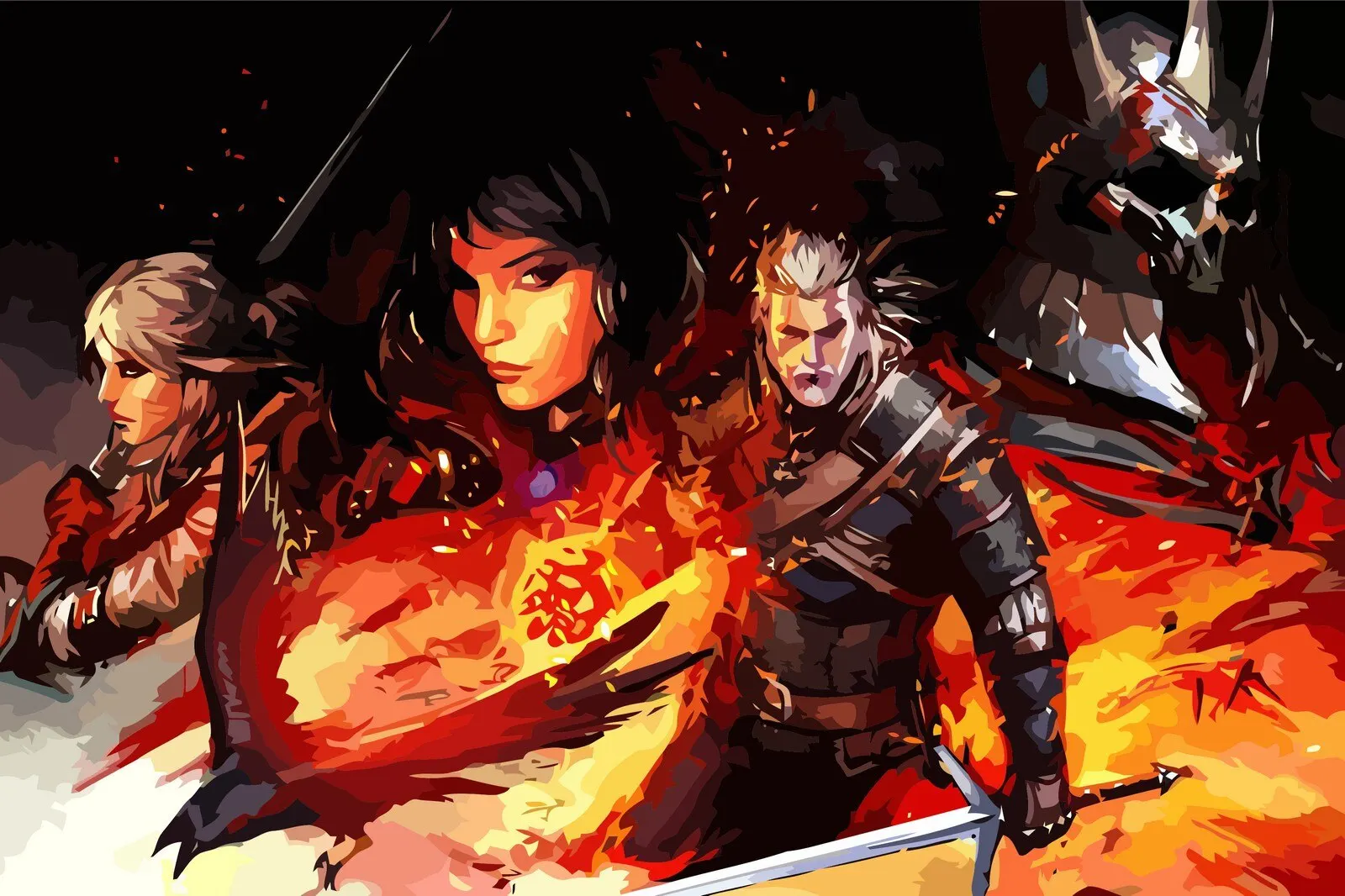 Картина по номерам на холсте набор для рисования ведьмак witcher цири и йеннифер