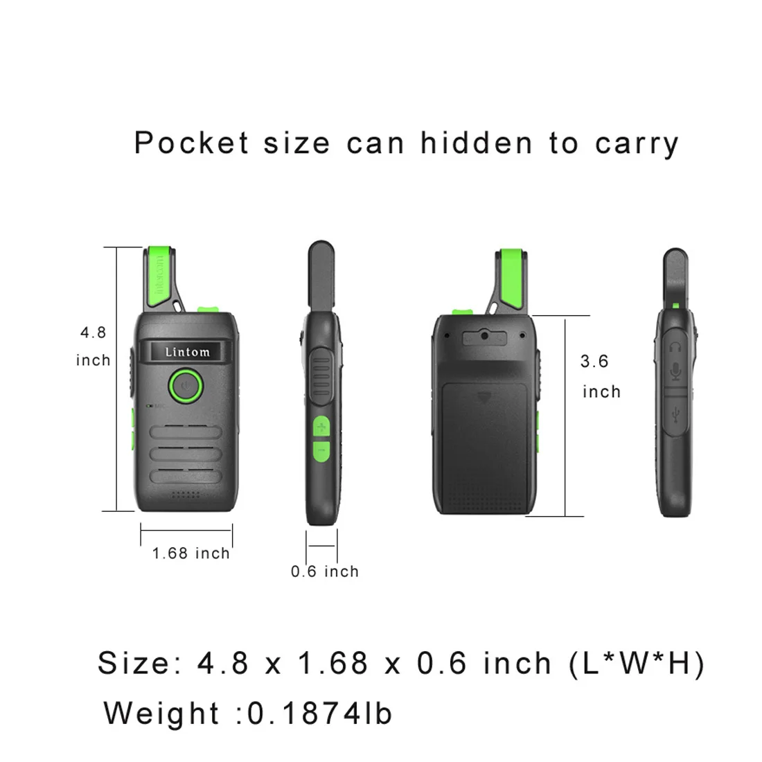 Lintom Walkie Talkie Two Way Radio UHF 16 Channels for Audlt (Pack of 2) | Мобильные телефоны и аксессуары