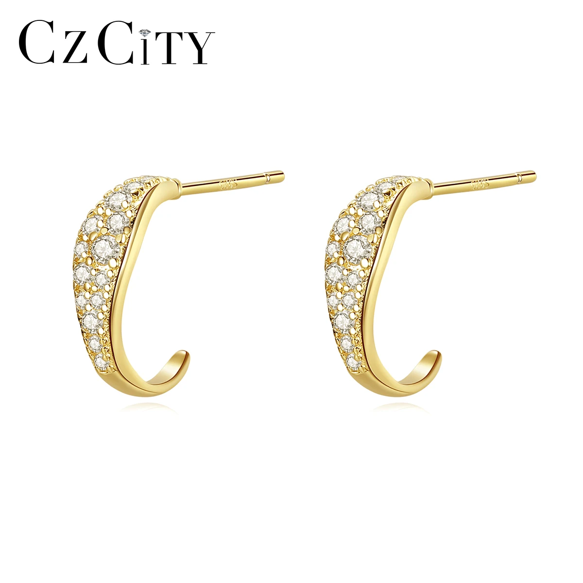 

CZCITY New 925 Sterling Silver Huggies Hoop Earrings for Women Fine Jewelry Geometric Tiny CZ Cuff Piercing Earrings Party Gifts