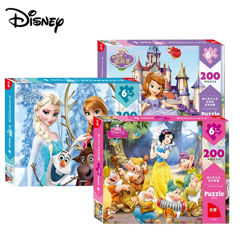 

Disney Princess Frozen Puzzle 200 Pieces Children's Educational Toys Paper Puzzle Mickey Minnie Toy Story Paper Puzzle Toys Gift