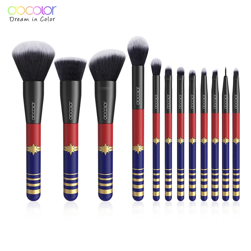 Docolor 12PCS Набор кистей для макияжа Косметическая основа Пудра Румяна Тени для век Губная помада Макияж Кисть Набор инструментов Maquiagem