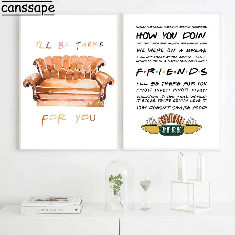 Друзья ТВ шоу печать цитаты стены Искусство Холст Картина центральный постер