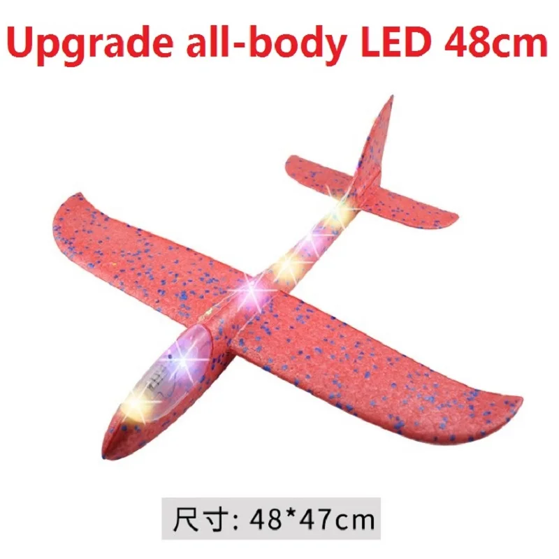 Foam Hand Throwing LED Airplanes Toy 48cm Flight Mode Glider Inertia Planes Model LKCOMO Aircraft Outdoor Sport | Игрушки и хобби